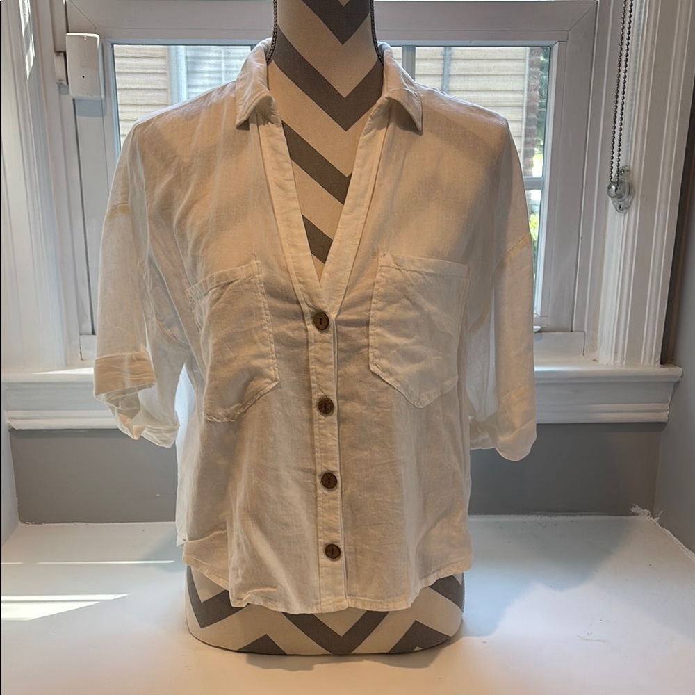 Zara White Button Down Shirt